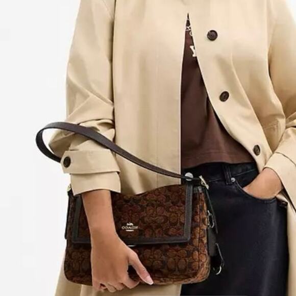 Coach Etta Flap Bag In Signature Chenille - Picture 1 of 4